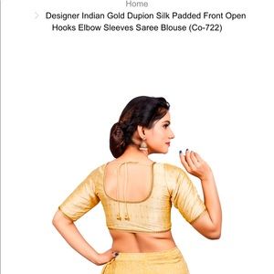 NWT designer sari/choli blouse. Beautiful gold. Size 36.
